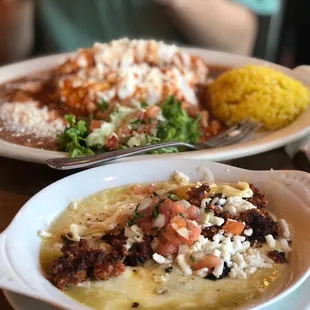 Queso Fundido and Enchiladas