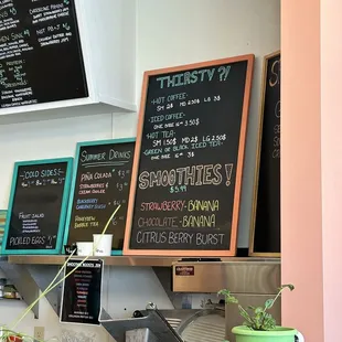 menus on the wall of a restaurant