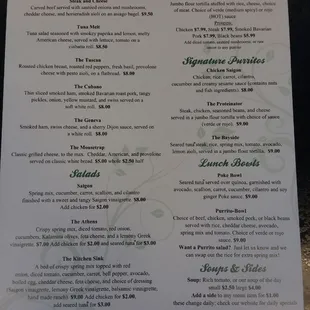 Lunch menu