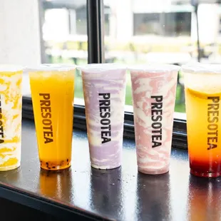 a variety of cold drinks