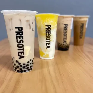 Ig: @eat_with_jeleneeee | Creme brulee milk tea, mango cloud, brown sugar milk tea, Vietnamese coffee