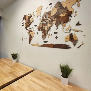 a map of the world on a wall