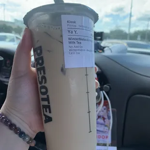 Winter melon hojicha milk tea
