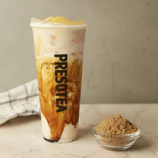 Creme Brulee Milk Tea with Egg Pudding
