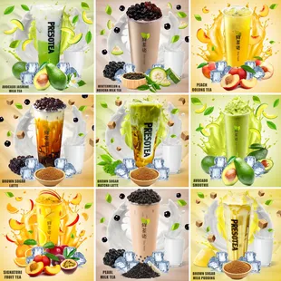 a variety of smoothie drinks