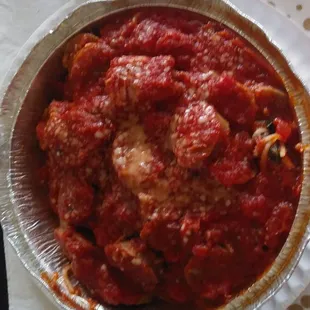 Angel hair with sausage