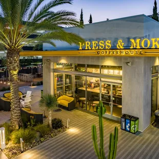 Press and Moka at night. Interested in hosting an event here? Contact us at info@pressandmoka.com