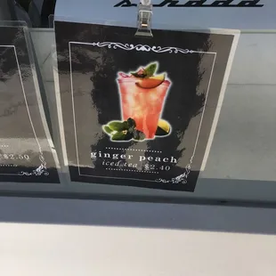 a close up of a menu for a drink