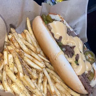 Philly has jalapeños and queso cheese