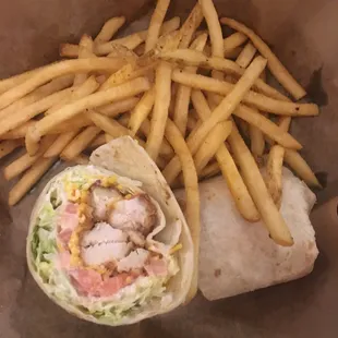 Crispy chicken wrap- objects in picture are larger than they appear!