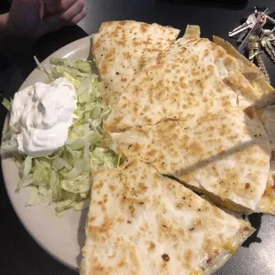 quesadilla and salad