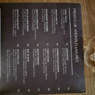 menu