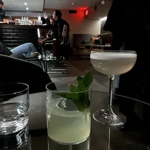 Small short glass: French walz Tall coupe: Paris in Tokyo