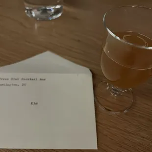 Yummy welcome drink and personalized note!