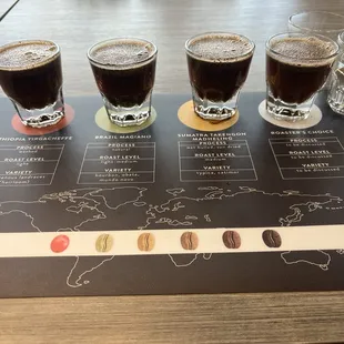 The coffees we tasted during coffee 101