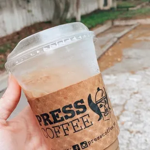 Iced oatmeal caramel latte