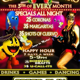 a flyer for the cinco de drinko