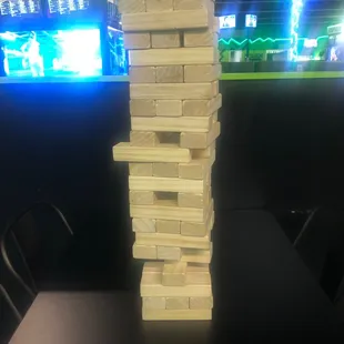 Huge Jenga game at the tables