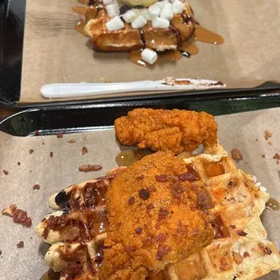 The Happy Camper Waffle and Nashville Hot Waffle