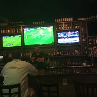&quot;Football&quot; (Hungary versus Belgium) and baseball side-by-side! Fabulous food, terrific service