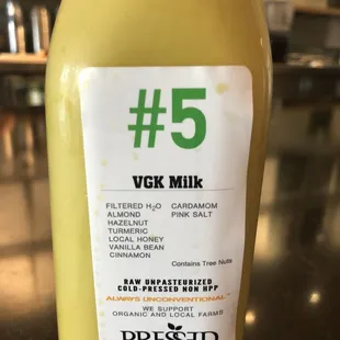 the label on a bottle of juice