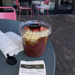 A bit pricey. Acai bowl with paid add on blueberries ($1.50) but no blueberries