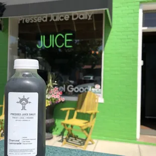 Outside seating area and my Charcoal lemonade