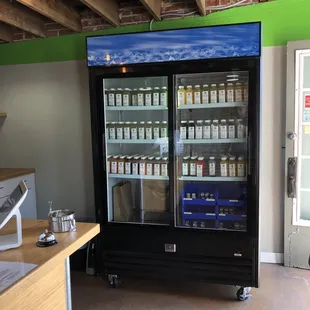 Fridge full of juices! Made fresh and locally