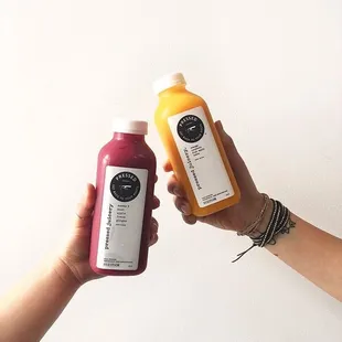 two bottles of pressed juice