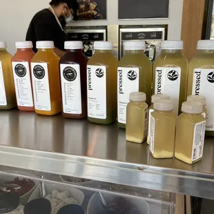 a variety of cold pressed juices