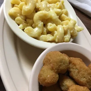 Mac and cheese, and fried okra