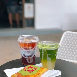 Single origin cold brew, seasonal Palo Verde matcha, and matcha vegan pop tart