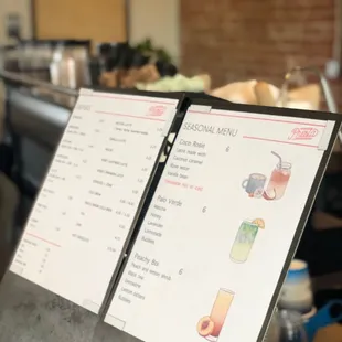 The menu on opening day