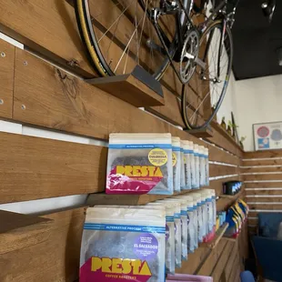 Coffee bags and north wall