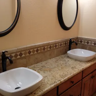 Imperial Gold with Bullnose Profile Edge and Vessel Sinks.
