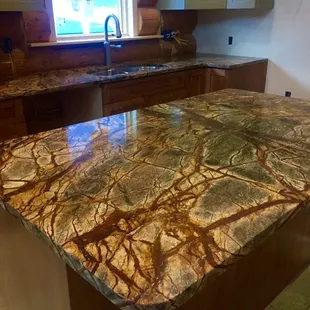 Forest Green Marble Island and Countertop.