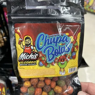 a bag of gummy balls