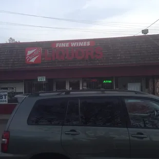 the outside of a liquor store