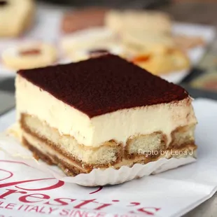 Tiramisu Piece ($6) - cream is light and fluffy, on the sweeter side. Doesn&apos;t have a strong coffee flavor.