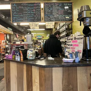 Where all the espresso magic happens , come to the counter to order your freshly made latte or cappuccino!