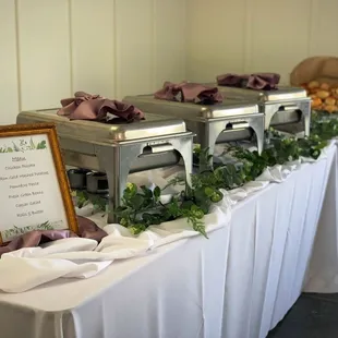 Wedding buffet set up at Magnolia Hill Farms