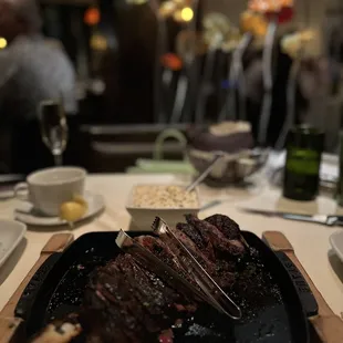 a steak on a pan