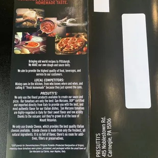 menu, pizza