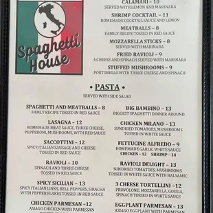 This Is the best Italians AKA Preteroti's Menu