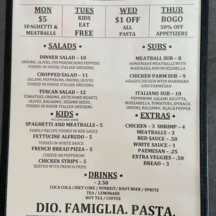 menu