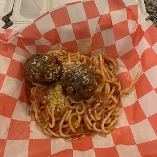 Kid's Spaghetti  and meat balls!