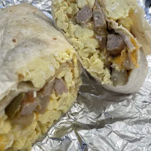 Sausage egg and cheese burrito