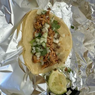 Taco with chipotle chicken