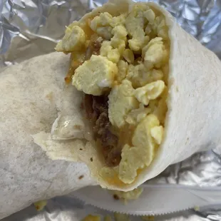 Bacon egg and cheese burrito