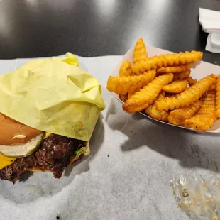 Pretty good burger (double patty) with fries